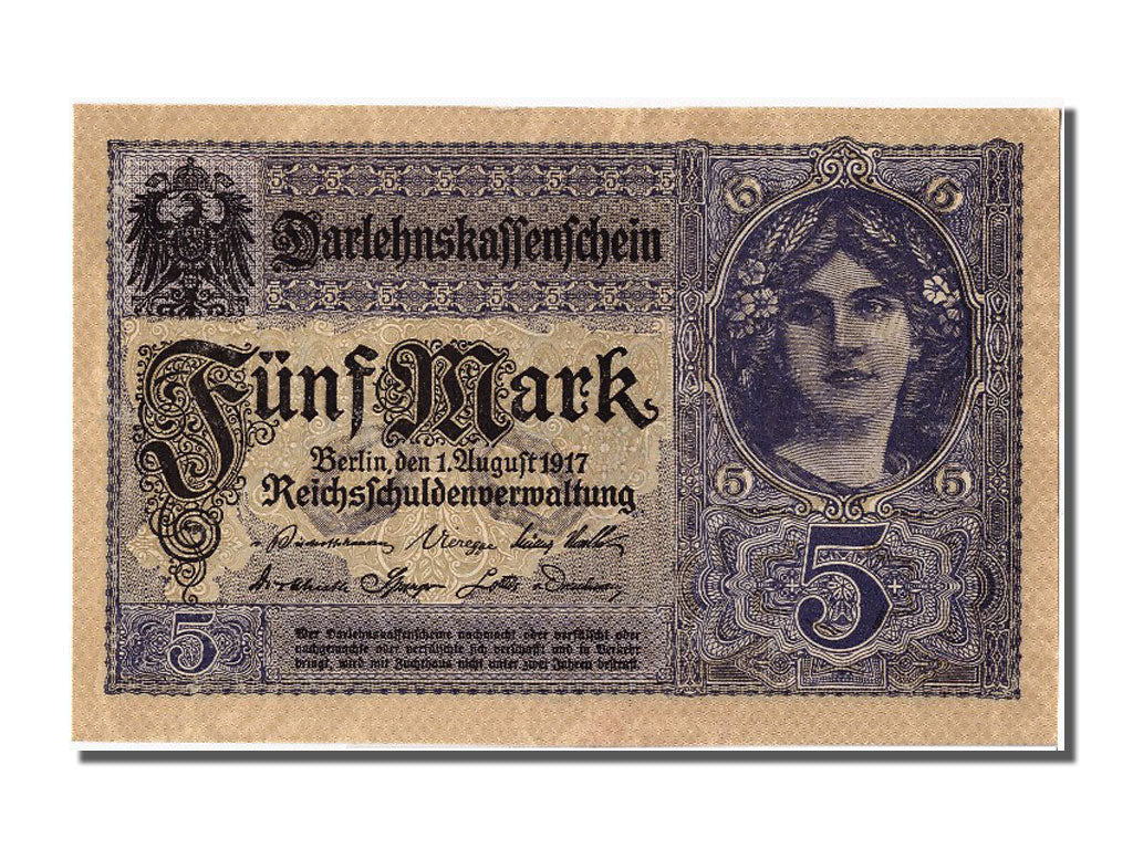 Geldschein, Deutschland, 5 Mark, 1917, 1917-08-01, UNZ