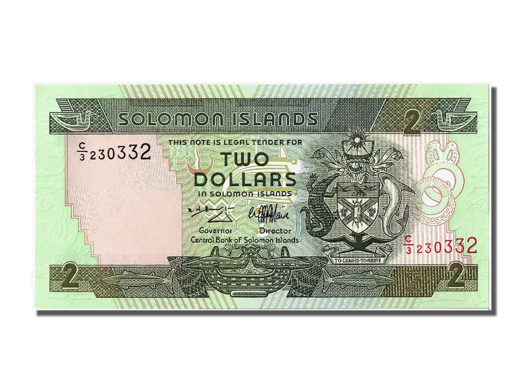 Biljet, Salomoneilanden, 2 Dollars, NIEUW
