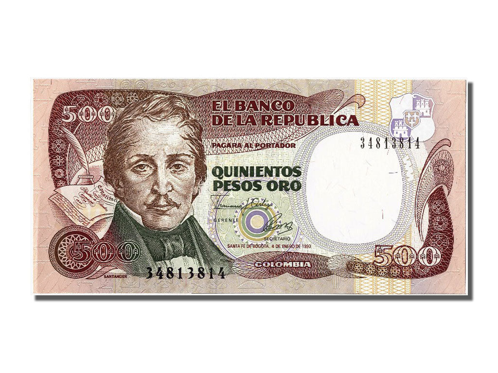 Billet, Colombie, 500 Pesos Oro, 1993, 1993-01-04, NEUF