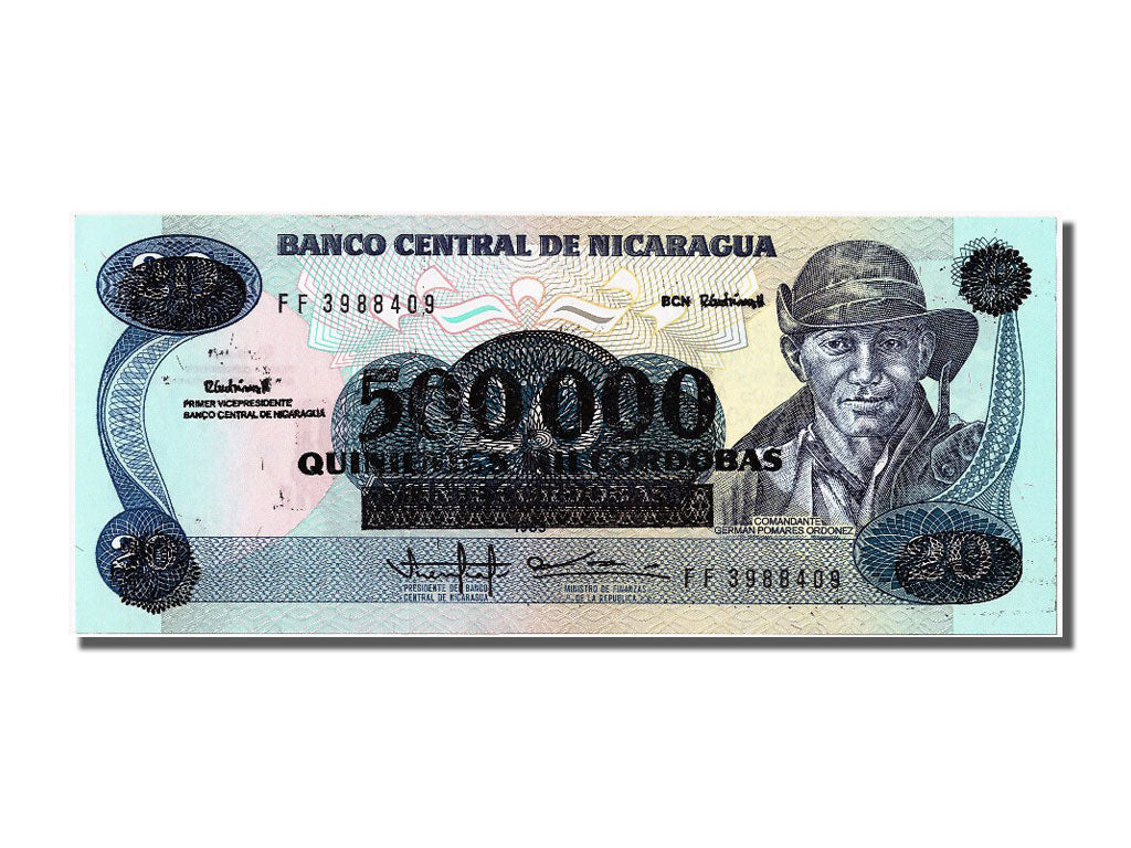 Banknote, Nicaragua, 500,000 Córdobas on 20 Córdobas, UNC(65-70)