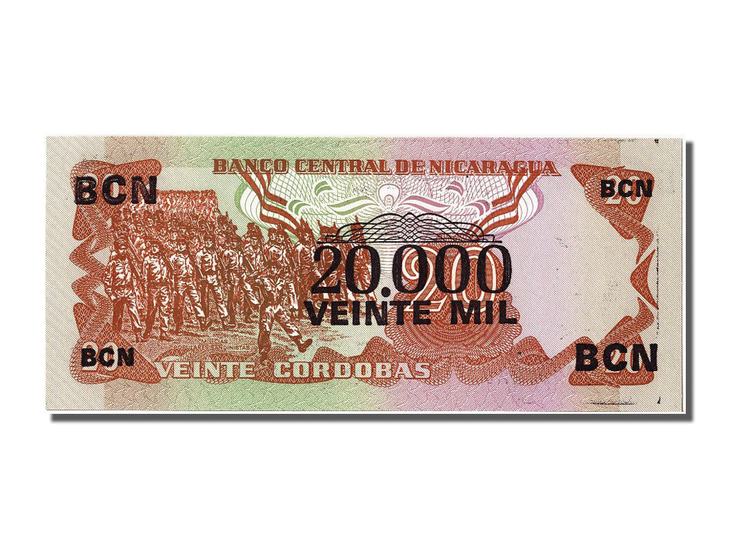 Banknote, Nicaragua, 20,000 Córdobas on 20 Córdobas, 1987, UNC(65-70)