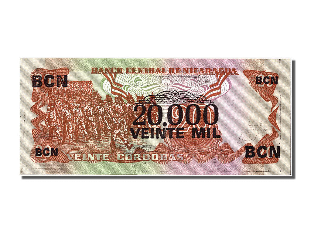 Banknote, Nicaragua, 20,000 Córdobas on 20 Córdobas, 1987, UNC(65-70)