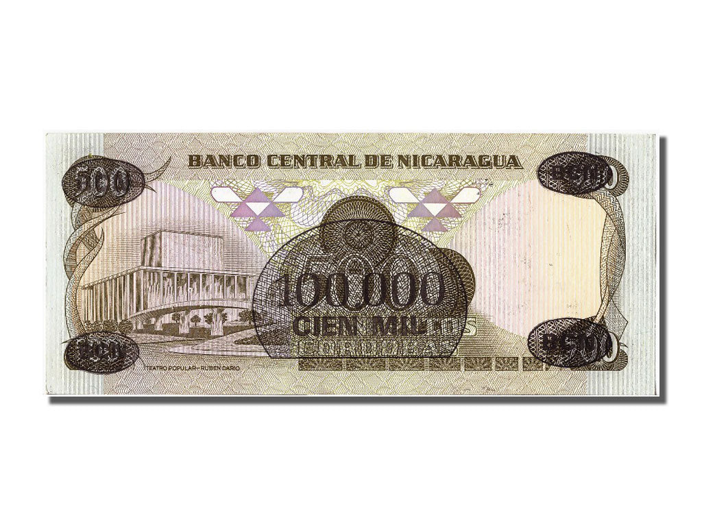 Banknote, Nicaragua, 100,000 Córdobas on 500 Córdobas, 1987, UNC(63)