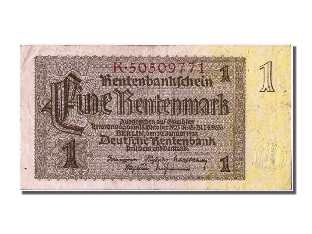 Banknote, Germany, 1 Rentenmark, 1937, 1937-01-30, EF(40-45)