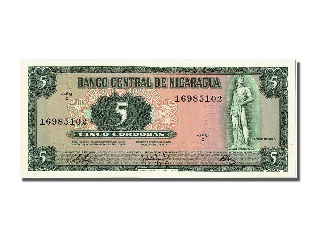 Banknot, Nicaragua, 5 Cordobas, 1972, UNC(65-70)
