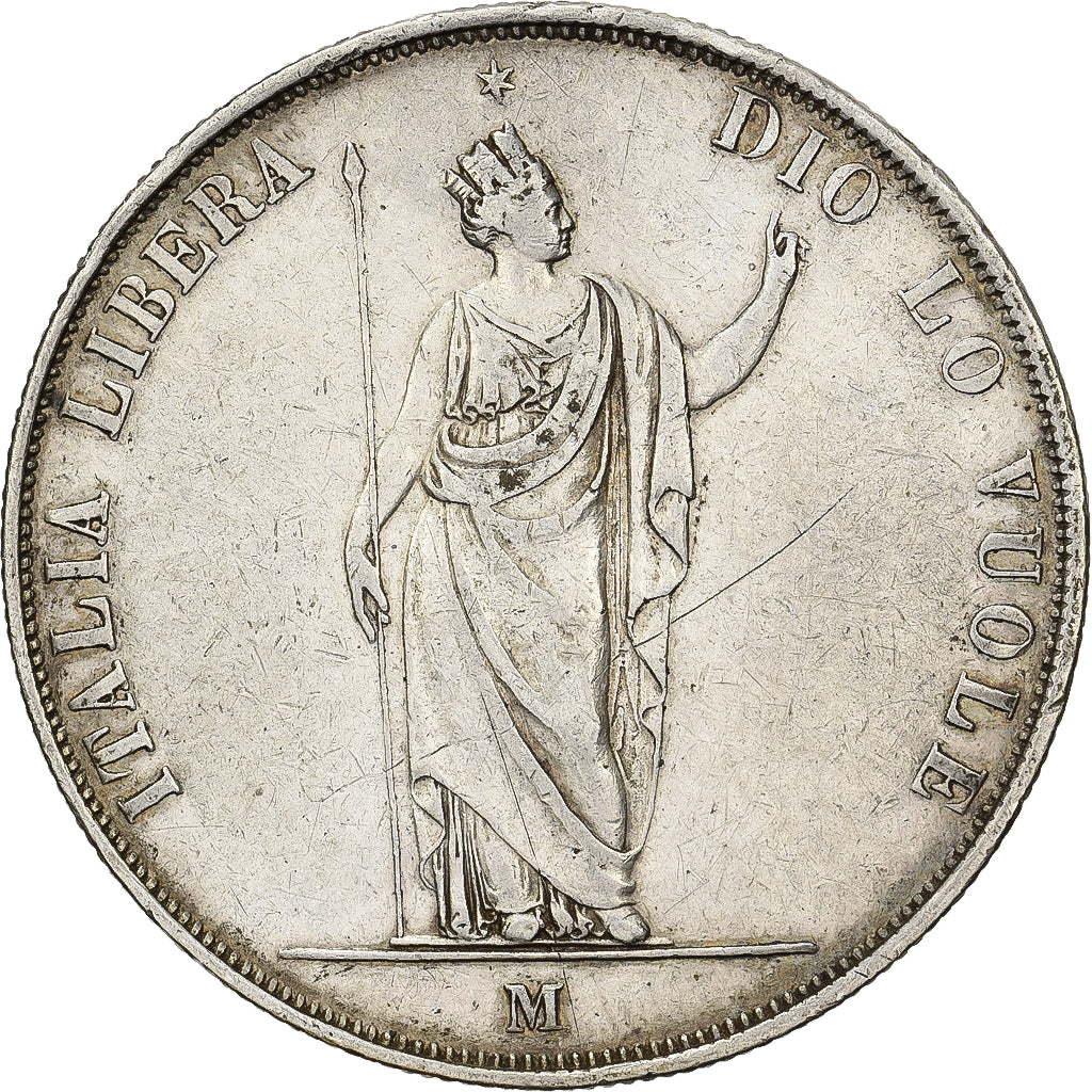 Kingdom of Lombardy-Venetia, 5 Lire, 1848, Milan, Prata, EF(40-45)