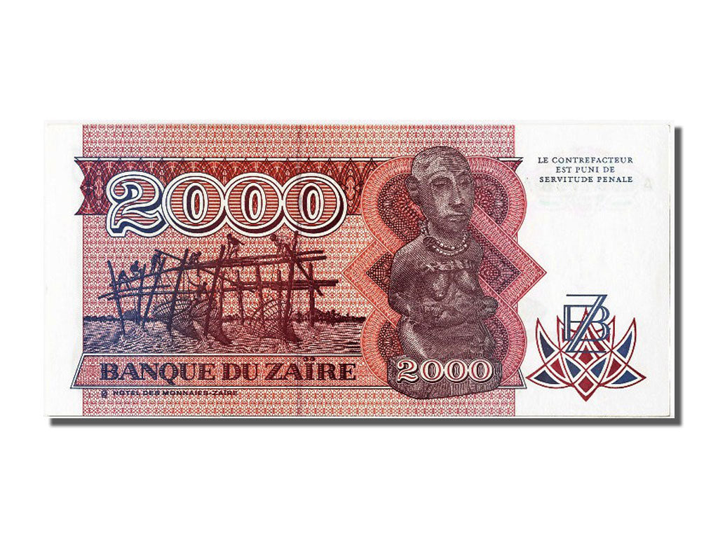 Banknote, Zaire, 2000 Zaïres, 1991, 1991-10-01, UNC(65-70)