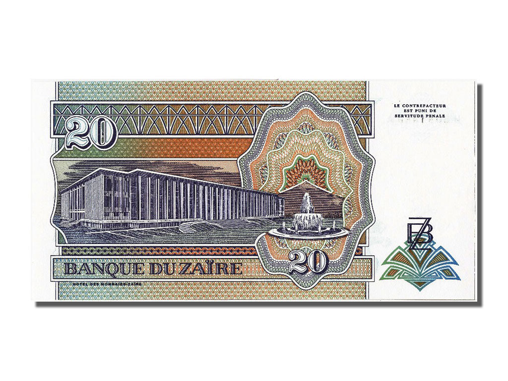 Geldschein, Zaire, 20 Nouveaux Zaïres, 1993, 1993-06-24, UNZ
