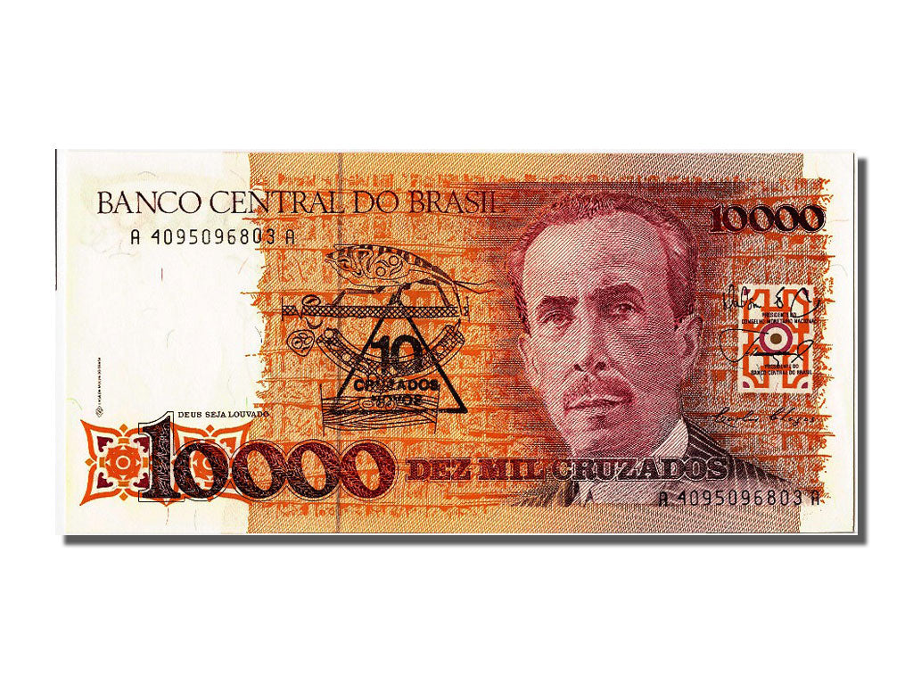 Banknote, Brazil, 10 Cruzados Novos on 10,000 Cruzados, UNC(65-70)