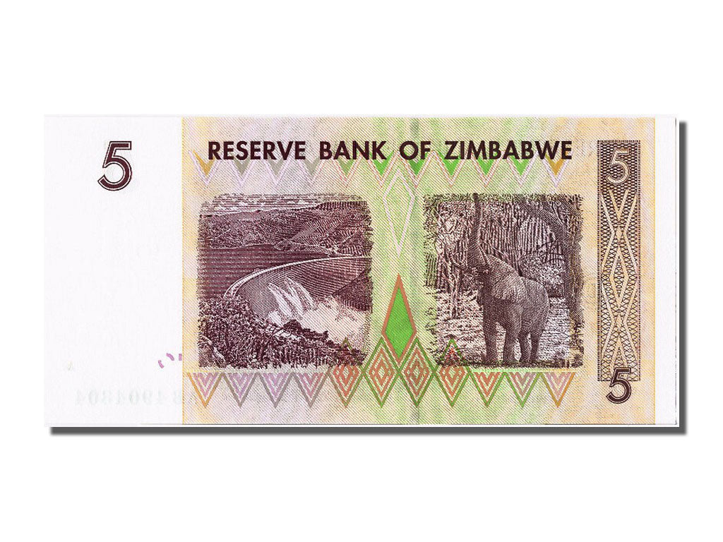 Geldschein, Simbabwe, 5 Dollars, 2008, 2008-08-01, UNZ