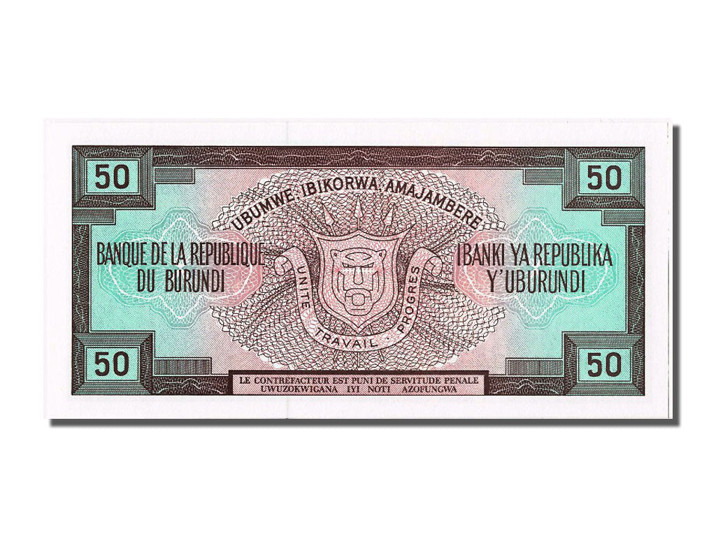Biljet, Burundi, 50 Francs, 1993, 1993-05-01, NIEUW