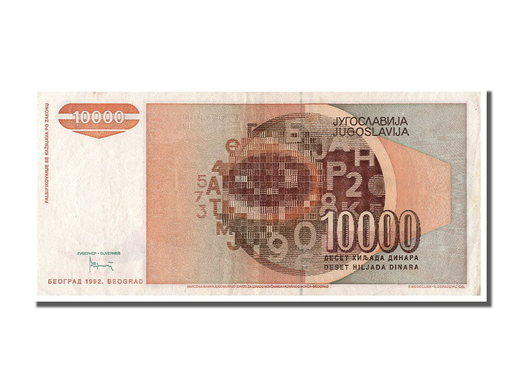 Billet, Yougoslavie, 10,000 Dinara, 1992, TTB+