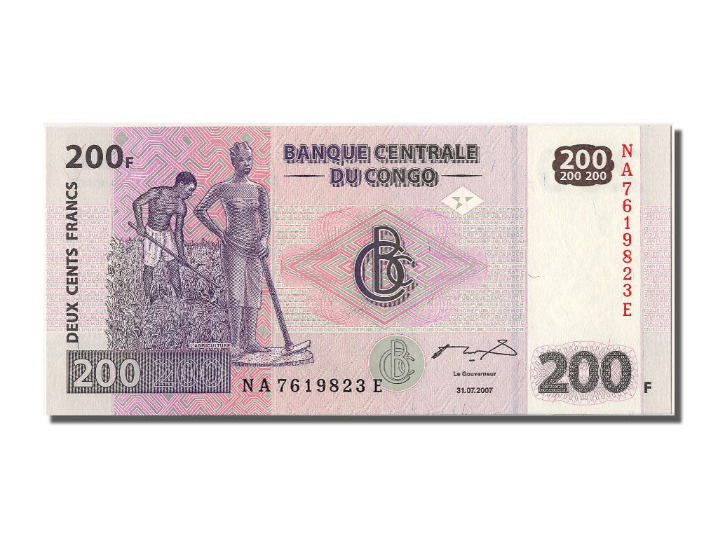 Billet, Congo Democratic Republic, 200 Francs, 2007, 2007-07-31, NEUF