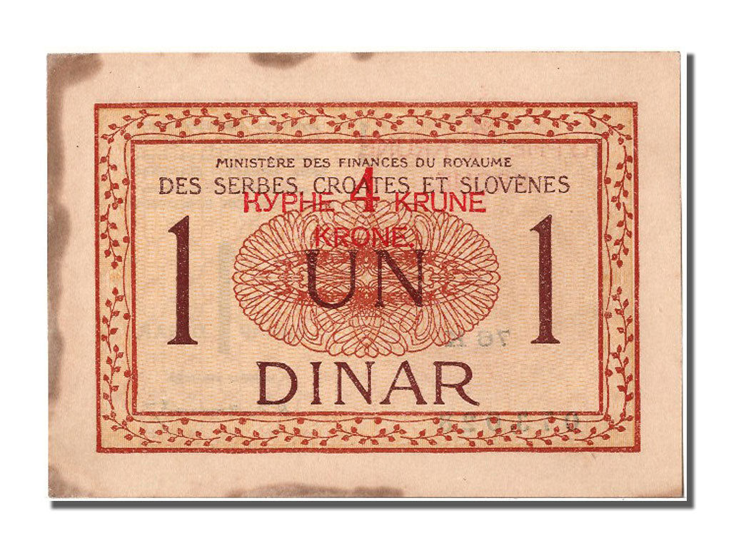 Billet, Yougoslavie, 4 Kronen on 1 Dinar, 1919, NEUF