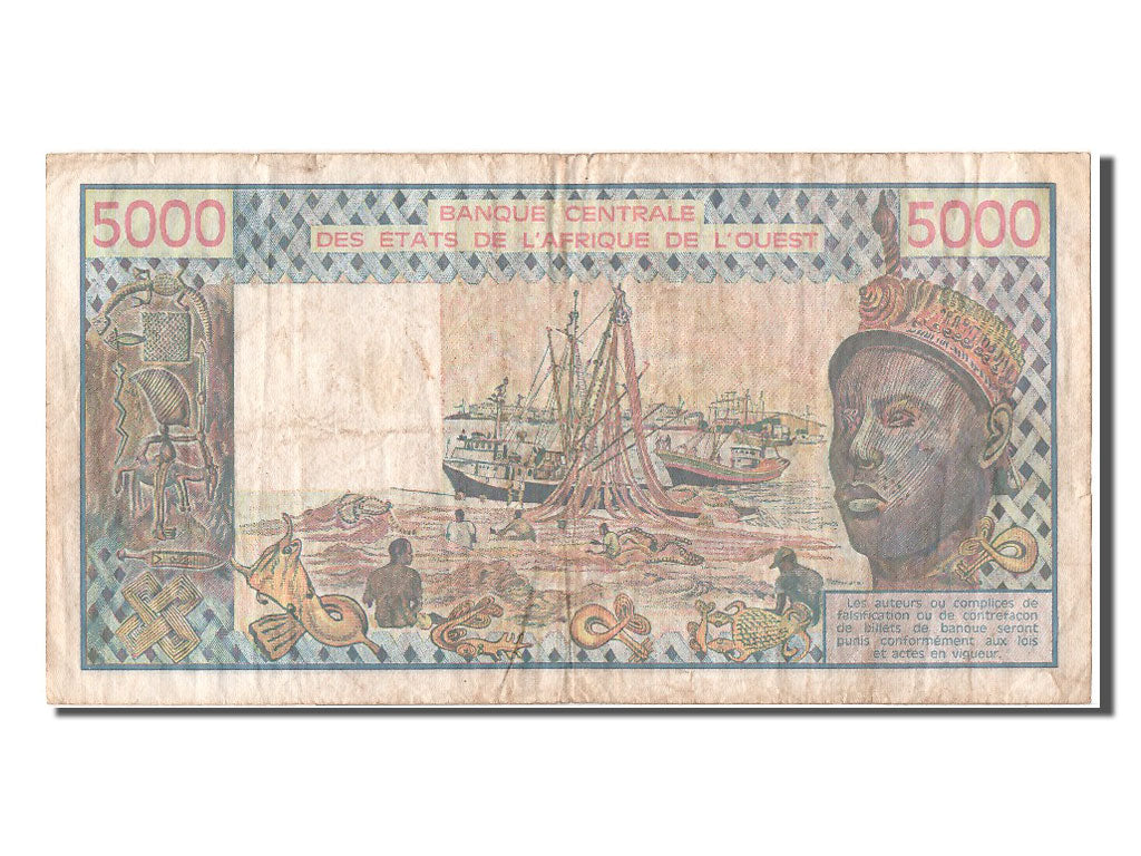Geldschein, West African States, 5000 Francs, 1992, SS
