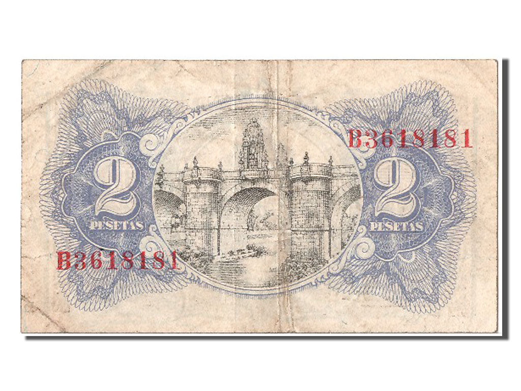 Banconote, Spagna, 2 Pesetas, 1938, BB