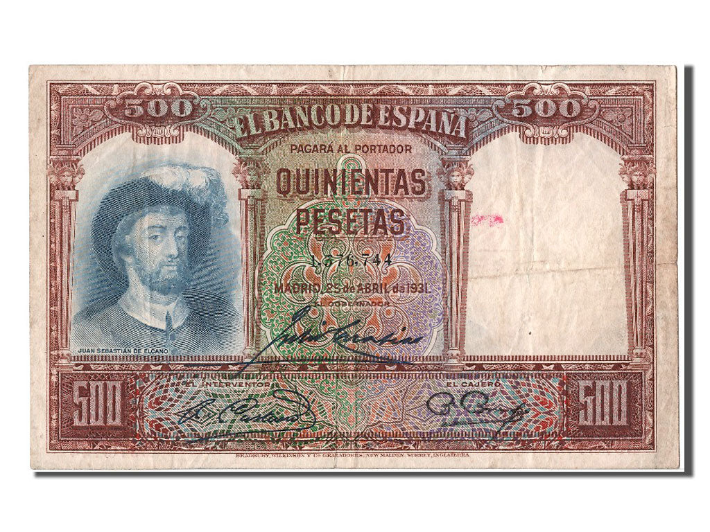 Banconote, Spagna, 500 Pesetas, 1931, KM:84, 1931-04-25, MB+