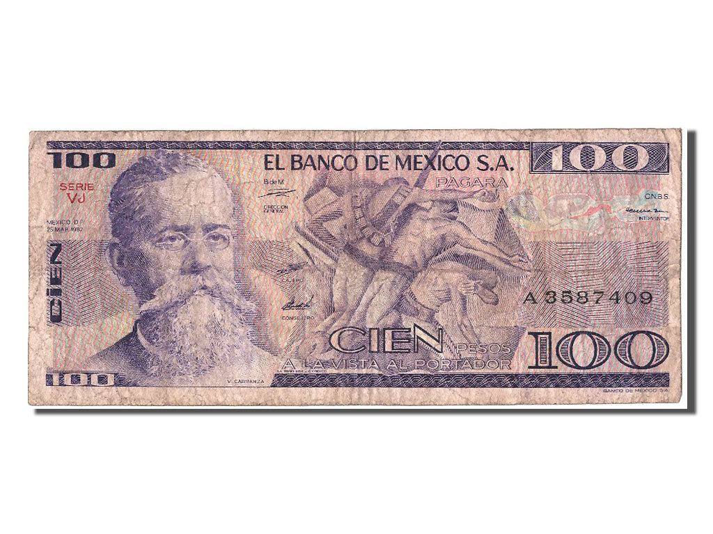 Banconote, Messico, 100 Pesos, 1982, 1982-03-25, MB