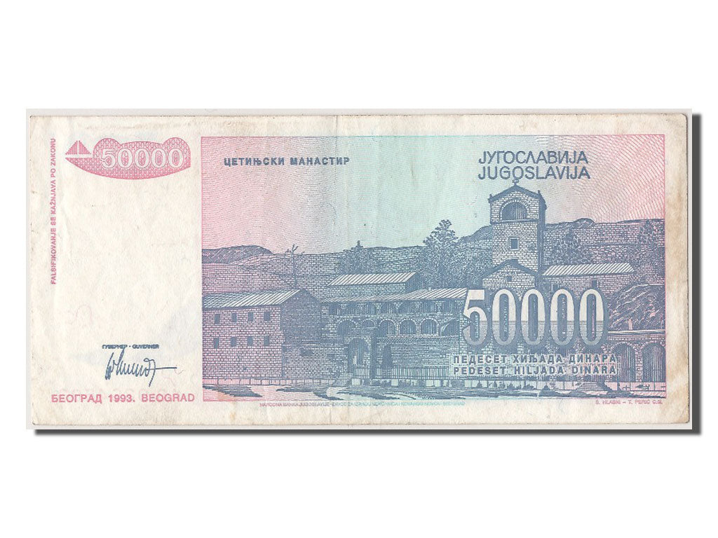 Billet, Yougoslavie, 50,000 Dinara, 1993, TTB+