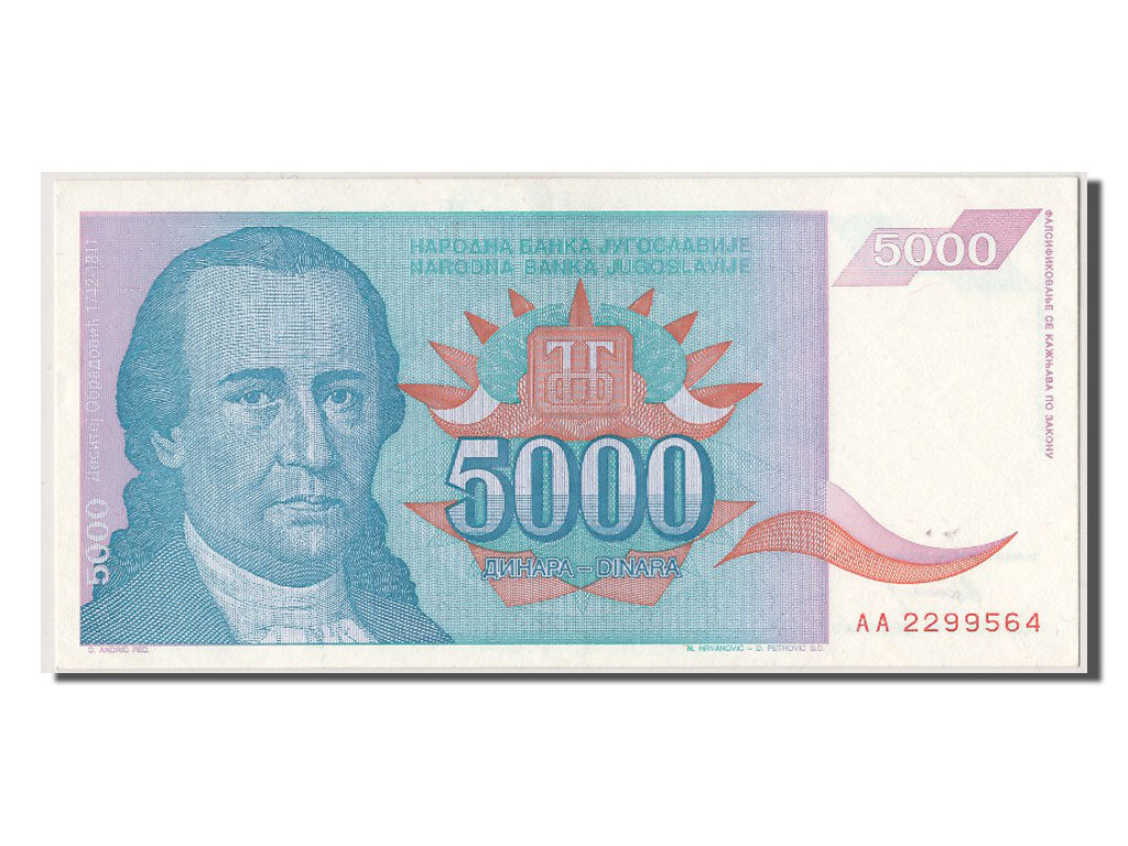 Banconote, Iugoslavia, 5000 Dinara, 1994, SPL