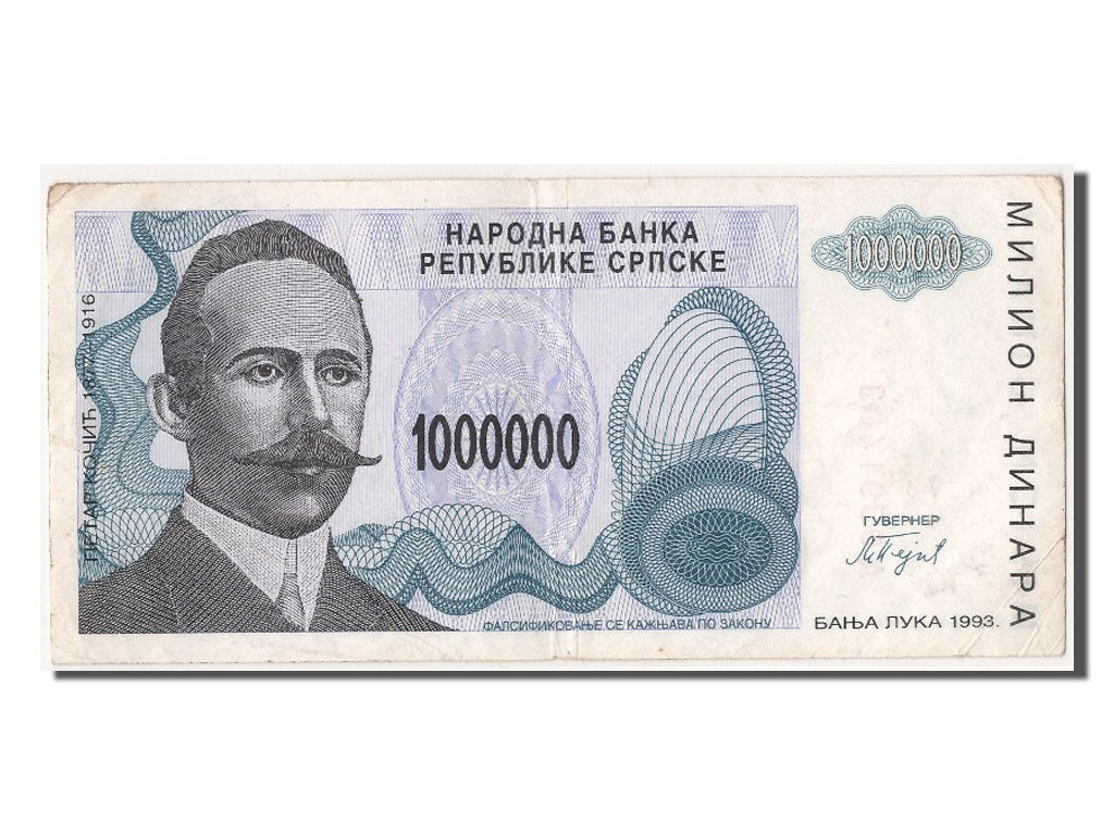 Biljet, Bosnië - Herzegovina, 1,000,000 Dinara, 1993, TTB+