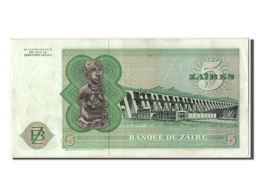 Banknote, Zaire, 5 Zaïres, 1977, 1977-11-24, AU(55-58)