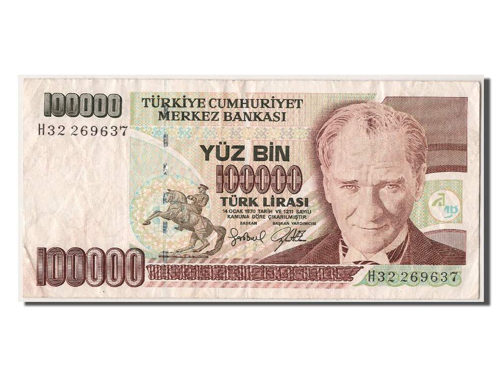 Banknote, Turkey, 100,000 Lira, EF(40-45)