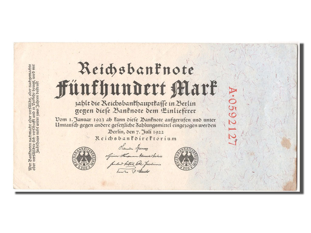 Geldschein, Deutschland, 500 Mark, 1922, 1922-07-07, VZ+