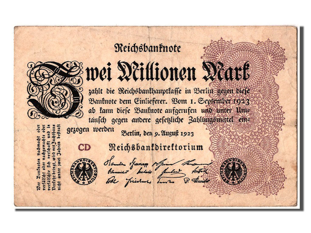 Geldschein, Deutschland, 2 Millionen Mark, 1923, 1923-08-09, SS+