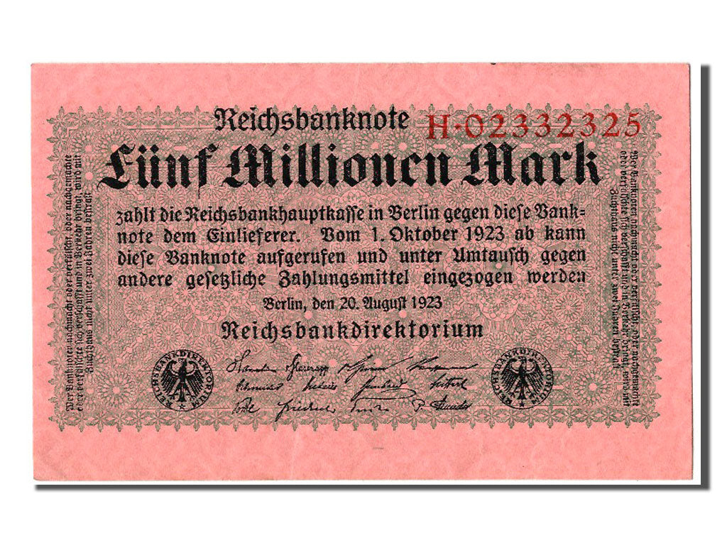 Geldschein, Deutschland, 5 Millionen Mark, 1923, 1923-08-20, UNZ-