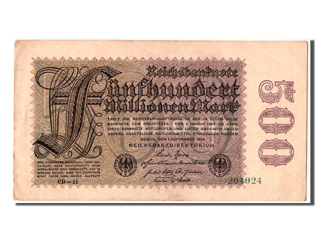 Geldschein, Deutschland, 500 Millionen Mark, 1923, 1923-09-01, VZ