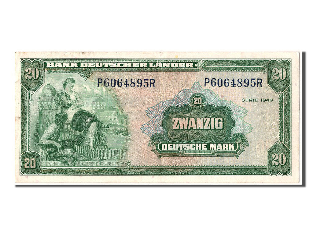 Banconote, GERMANIA - REPUBBLICA FEDERALE, 20 Deutsche Mark, 1949, 1949-08-22