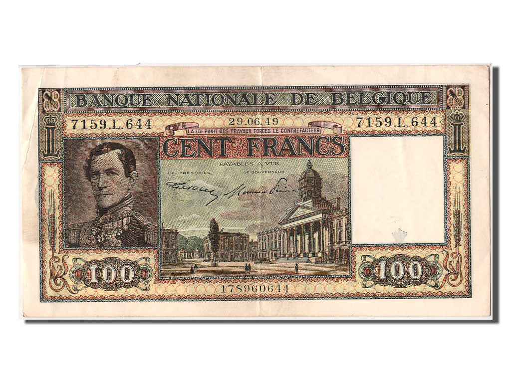 Banknote, Belgium, 100 Francs, 1949, 1949-06-29, UNC(60-62)
