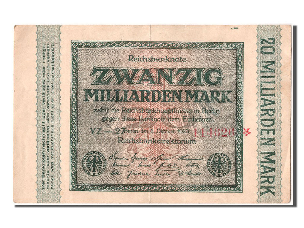 Banknot, Niemcy, 20 Milliarden Mark, 1923, 1923-10-01, UNC(60-62)