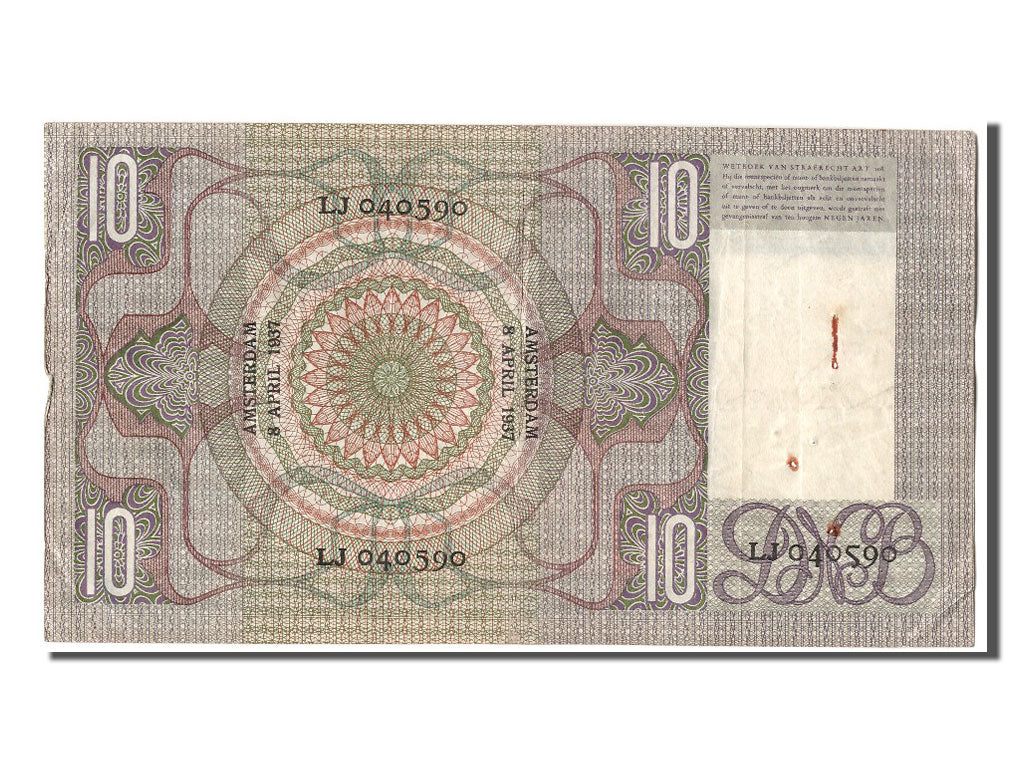 Biljet, Nederland, 10 Gulden, 1937, 1937-04-08, TTB