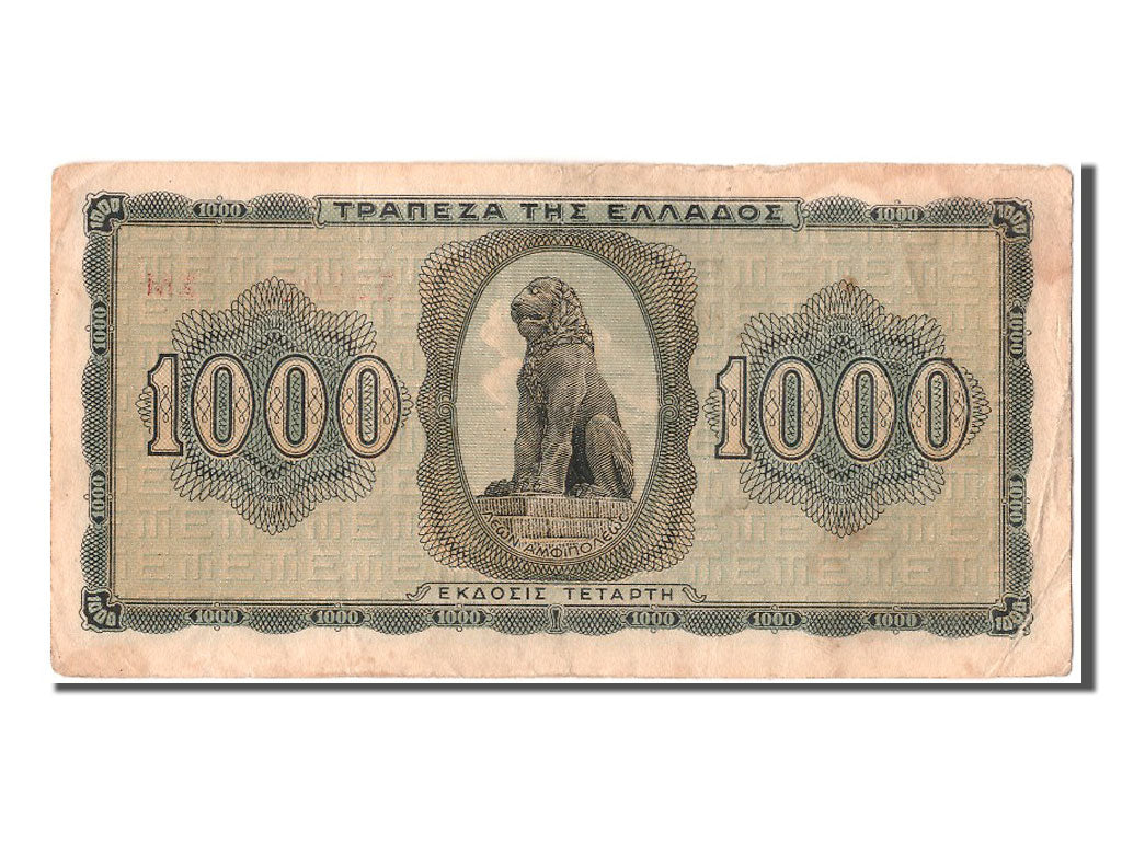 Banknot, Grecja, 1000 Drachmai, 1942, 1942-08-21, VF(30-35)