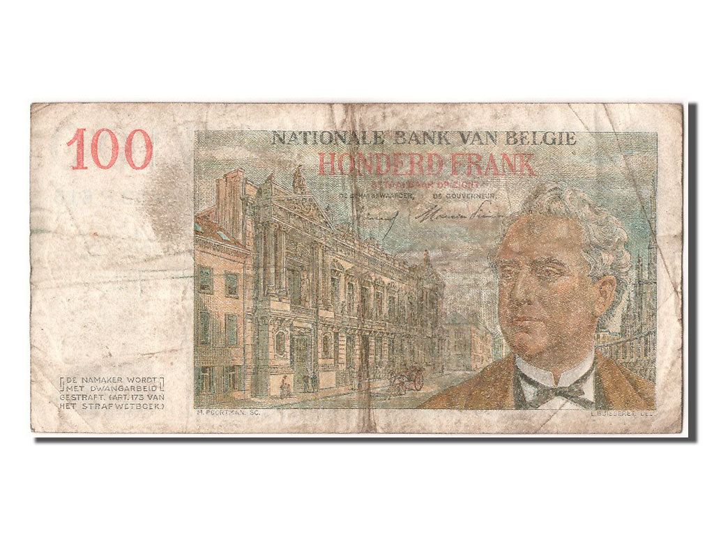 Banknote, Belgium, 100 Francs, 1955, 1955-01-06, VF(30-35)