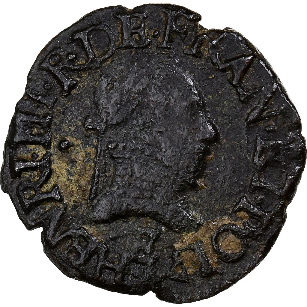 França, Henri III, Denier Tournois, 1580, Tours, Cobre, VF(30-35), CGKL:132