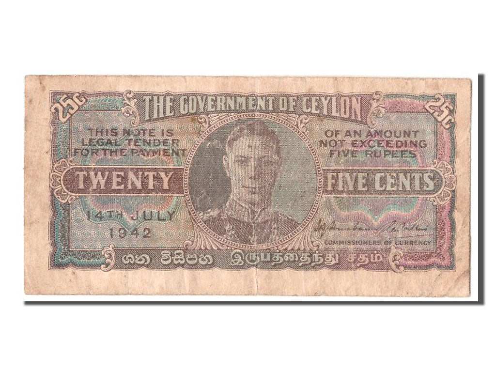 Billete, 25 Cents, 1942, Ceilán, 1942-07-14, MBC