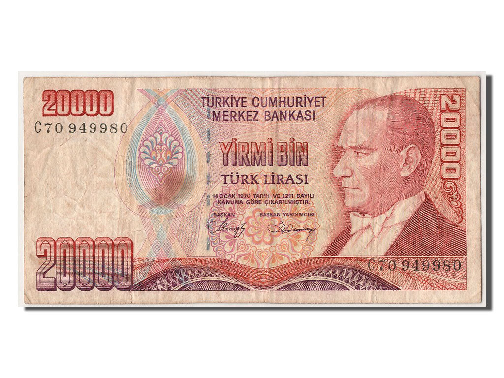 Geldschein, Türkei, 20,000 Lira, 1970, 1970-01-14, S+