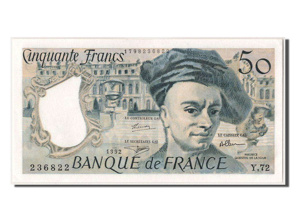 Geldschein, Frankreich, 50 Francs, 50 F 1976-1992 ''Quentin de La Tour'', 1992