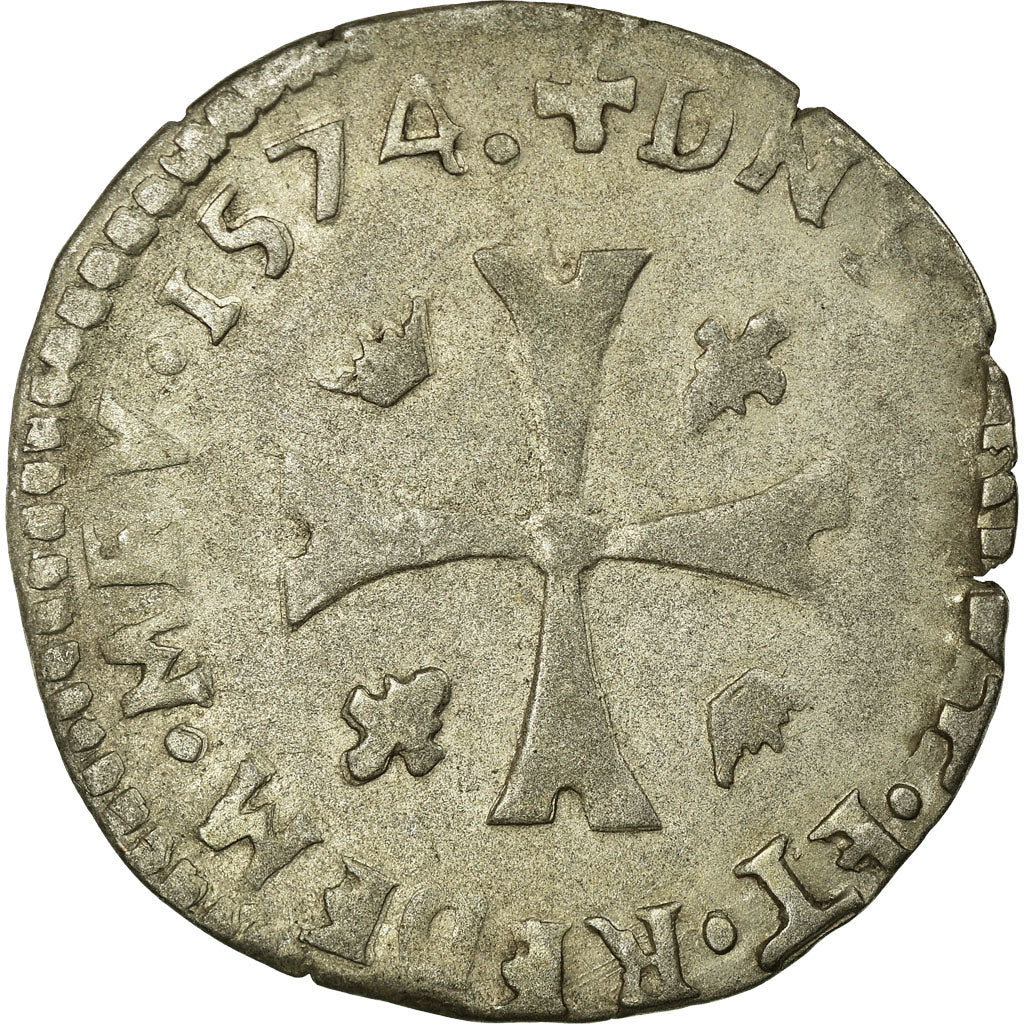 Coin, France, Douzain, 1574, Trévoux, EF(40-45), Billon