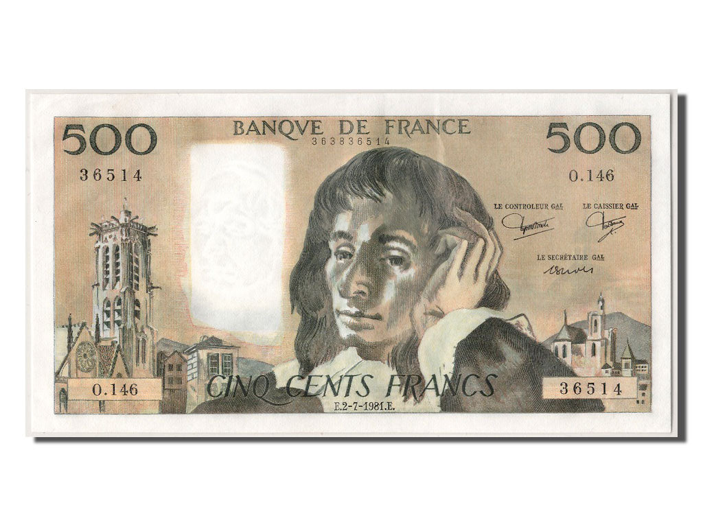 Banknote, France, 500 Francs, 500 F 1968-1993 ''Pascal'', 1981, 1981-07-02
