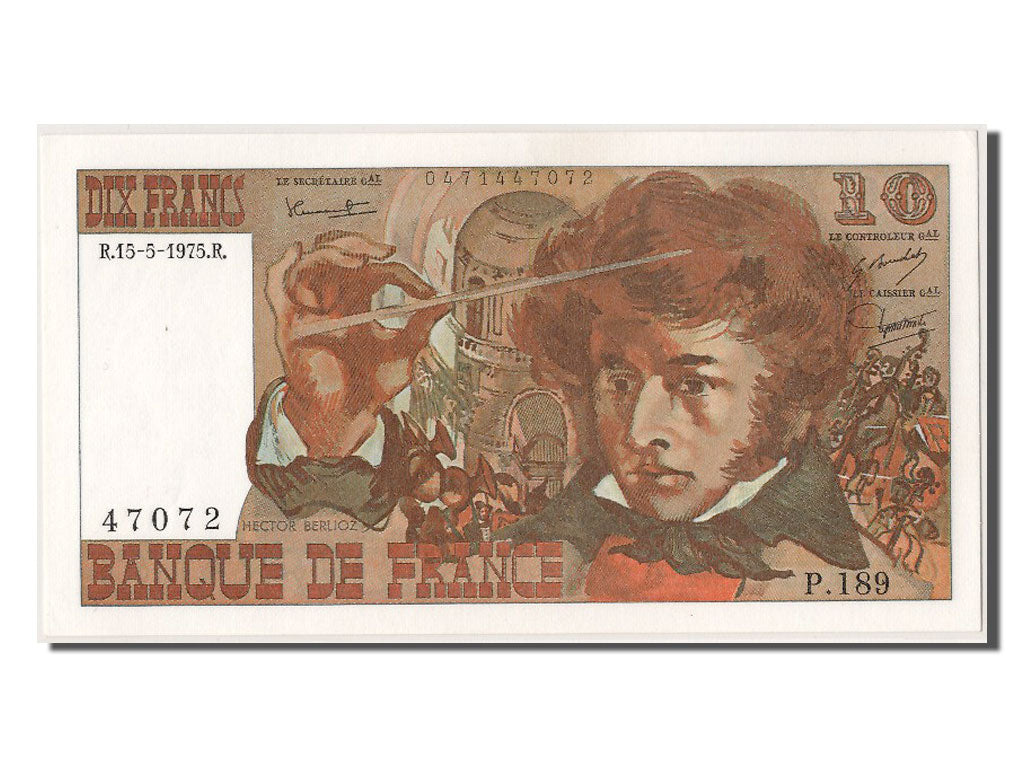 Biljet, Frankrijk, 10 Francs, 10 F 1972-1978 ''Berlioz'', 1975, 1975-05-15
