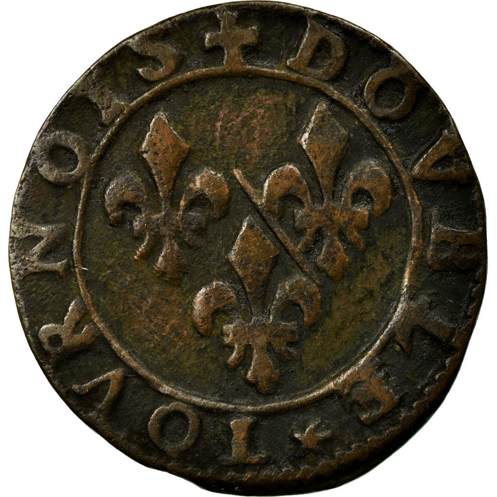 Moneda, ESTADOS FRANCESES, CHATEAU-RENAUD, 2 Deniers, Tournois, MBC, Cobre