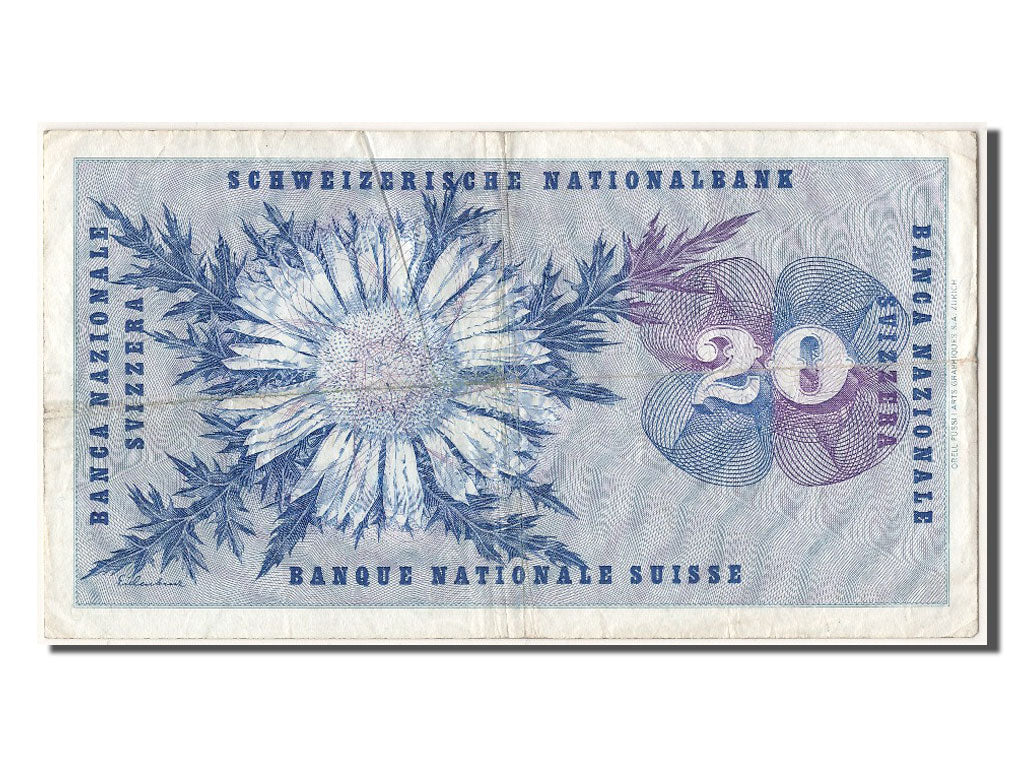 Banknot, Szwajcaria, 20 Franken, 1970, 1970-01-05, EF(40-45)