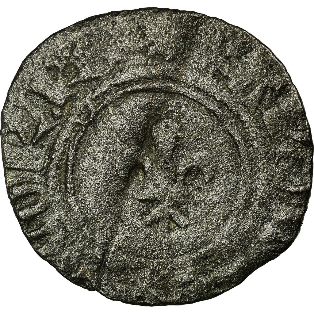 Moneda, Francia, Denier Tournois, Troyes, BC+, Vellón, Duplessy:402A