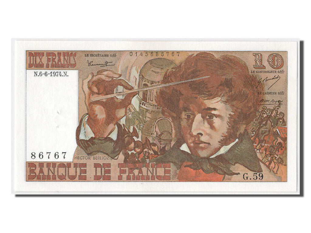 Biljet, Frankrijk, 10 Francs, 10 F 1972-1978 ''Berlioz'', 1974, 1974-06-06, SPL