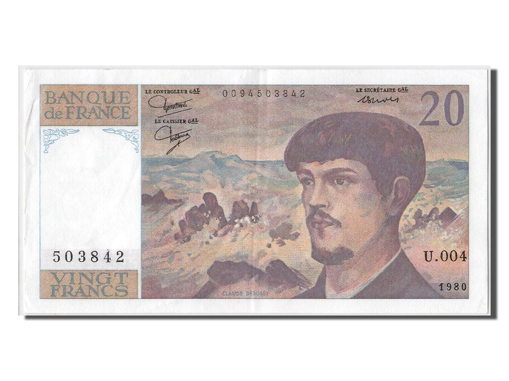 Banknote, France, 20 Francs, 20 F 1980-1997 ''Debussy'', 1980, AU(55-58)