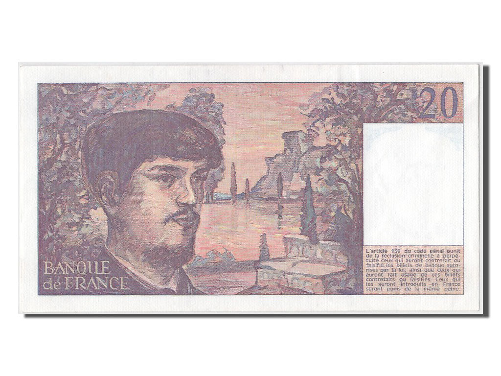 Banknot, Francja, 20 Francs, Debussy, 1980, AU(55-58), Fayette:66.1, KM:151a